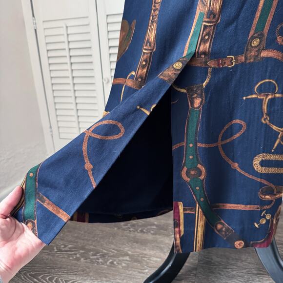 Vintage Pendleton Navy Equestrian Print Maxi Skirt Size 6 - Picture 5 of 7